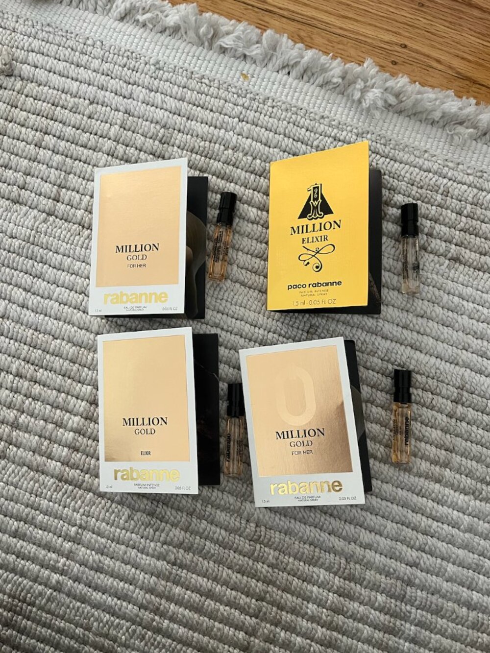 4 Paco Rabanne "1 Million Elixir" Gold For Her Spray Samples 1.5ml